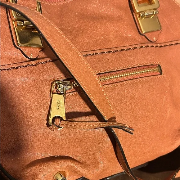 CHLOE Authentic Elegant Tan Leather Handbag